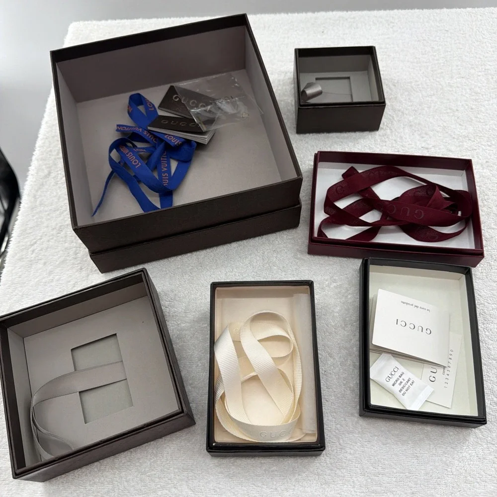 LOT 6 Boxes Gucci jewelry Gift vintage Empty boxes case storage Ribbons 2 Piece